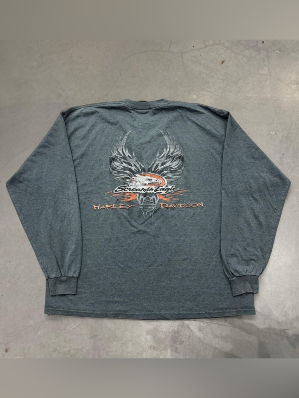 Harley Davidson Eagle Wings Flame Biker Long Sleeve T-Shirt